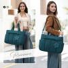 imageRAINSMORE Laptop Tote Bag for Women 156 Inch Lightweight Puffer Work Tote Bag Quilted Travel Bags with Shoulder Strap Large Computer Briefcase Teacher Nurse Bag for Casual Office Travel BeigeGreen