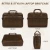 imageRAINSMORE Mens Laptop Bag 16 Inch Leather Briefcase Vintage Messenger Bag for Men Large Crossbody Shoulder Office Computer Bag Retro College Satchel for Work BusinessTravel BlackBrown