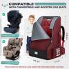 imageRAINSMORE Padded Car Seat Travel Bag for Airplane Heavy Duty Car Seat Backpack for Air Travel Baby Carseat Cover Bags for Airport Large Car Seats Carrier Fits Car Seats ampamp Booster SeatsGrayRedBlack