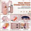 imageRAINSMORE Running Hydration Vest with 500ml Soft Flask Waterproof Phone Pocket Lightweight Hydration Pack Adjustable NoBounce Straps for Trail Running Marathon CyclingPink