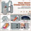 imageRAINSMORE Running Hydration Vest with 500ml Soft Flask Waterproof Phone Pocket Lightweight Hydration Pack Adjustable NoBounce Straps for Trail Running Marathon CyclingGrey