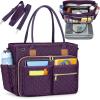 imageRAINSMORE Teacher Tote Bag 156 inch Laptop Bag for Women Work Bags Laptop Tote Nurse Bag Professional Computer Messenger with Insulated Pocket Laptop Briefcase for Office College Nursing BlackDark Purple