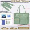 imageRAINSMORE Teacher Tote Bag 156 inch Laptop Bag for Women Work Bags Laptop Tote Nurse Bag Professional Computer Messenger with Insulated Pocket Laptop Briefcase for Office College Nursing BlackMint Green