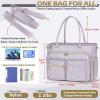 imageRAINSMORE Teacher Tote Bag 156 inch Laptop Bag for Women Work Bags Laptop Tote Nurse Bag Professional Computer Messenger with Insulated Pocket Laptop Briefcase for Office College Nursing BlackGray Lilac