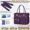 imageRAINSMORE Teacher Tote Bag 156 inch Laptop Bag for Women Work Bags Laptop Tote Nurse Bag Professional Computer Messenger with Insulated Pocket Laptop Briefcase for Office College Nursing BlackDark Purple