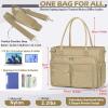 imageRAINSMORE Teacher Tote Bag 156 inch Laptop Bag for Women Work Bags Laptop Tote Nurse Bag Professional Computer Messenger with Insulated Pocket Laptop Briefcase for Office College Nursing BlackKhaki