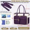imageRAINSMORE Teacher Tote Bag 156 inch Laptop Bag for Women Work Bags Laptop Tote Nurse Bag Professional Computer Messenger with Insulated Pocket Laptop Briefcase for Office College Nursing BlackPurplewhite