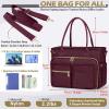 imageRAINSMORE Teacher Tote Bag 156 inch Laptop Bag for Women Work Bags Laptop Tote Nurse Bag Professional Computer Messenger with Insulated Pocket Laptop Briefcase for Office College Nursing BlackWinered