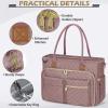 imageRAINSMORE Teacher Tote Bag 156 inch Laptop Bag for Women Work Bags Laptop Tote Nurse Bag Professional Computer Messenger with Insulated Pocket Laptop Briefcase for Office College Nursing BlackDusty Pink