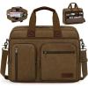 imageMens Laptop Messenger Bag Canvas Briefcase Waterproof Vintage Computer Bag Shoulder Bag Satchel Bags for Work College TravelBrown