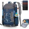imageRAINSMORE Foldable Hiking Backpack for Women Men Packable Camping Backpack 40L Waterproof Hiking Daypack Bag Lightweight Collapsible Daypack for Travel Trekking Mountaineering Large Capacity BlackDark Blue and Grey