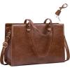 imageRAINSMORE Laptop Bag for Women 156 Inch Vintage Leather Professional Work Tote Bag Waterproof Computer Bag Shoulder Bag for Business Office Retro BrownRetro Brown