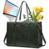 imageRAINSMORE Laptop Bag for Women 156 inch Laptop Tote Bag PU Leather Computer Work Bag Lightweight Shoulder Handbags BrownDark Green