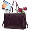 imageRAINSMORE Laptop Bag for Women 156 inch Laptop Tote Bag PU Leather Computer Work Bag Lightweight Shoulder Handbags BrownPurple