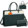 imageRAINSMORE Laptop Bag for Women 156 inch Leather Laptop Tote Bag Large Computer Bags Waterproof Business Office Work Bags Briefcase with Satchel Purse 2pcs Set BlackDark Green