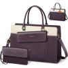 imageRAINSMORE Laptop Bag for Women 156 inch Leather Laptop Tote Bag Large Computer Bags Waterproof Business Office Work Bags Briefcase with Satchel Purse 2pcs Set BlackPurple