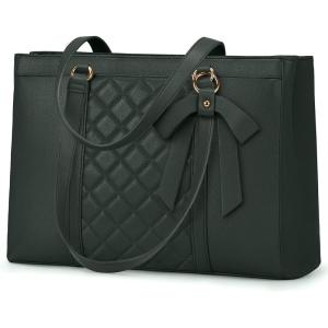 imageRAINSMORE Laptop Bag for Women 156 Inch Work Tote Bags Waterproof Leather Laptop Tote Professional Computer BriefcaseGreen