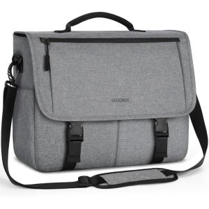 imageRAINSMORE Messenger Bag for Men Messenger Bag 156 Inch Water Resistant Laptop Bag Casual Satchel Bags for Men Large College Computer Bag Office Work Briefcase Fashion Crossbody Shoulder Handbag BlackGray