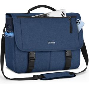 imageRAINSMORE Messenger Bag for Men Messenger Bag 156 Inch Water Resistant Laptop Bag Casual Satchel Bags for Men Large College Computer Bag Office Work Briefcase Fashion Crossbody Shoulder Handbag BlackBlue