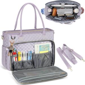 imageRAINSMORE Teacher Tote Bag 156 inch Laptop Bag for Women Work Bags Laptop Tote Nurse Bag Professional Computer Messenger with Insulated Pocket Laptop Briefcase for Office College Nursing BlackGray Lilac