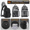 imageRAINSMORE Camera Bag DSLRSLRMirrorless Cameras Case Small Waterproof Camera Sling Bag Crossbody Bags for Photographers with Tripod Holder Compatible with CanonNikonSonyFuji BeigeBlack
