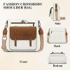 imageRAINSMORE Crossbody Bag for Women Waterproof Leather Crossbody Purses Lightweight Handbags Shoulder Bag Travel PurseWhite and Brown