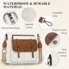 imageRAINSMORE Crossbody Bag for Women Waterproof Leather Crossbody Purses Lightweight Handbags Shoulder Bag Travel PurseWhite and Brown