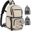 imageRAINSMORE Camera Bag DSLRSLRMirrorless Cameras Case Small Waterproof Camera Sling Bag Crossbody Bags for Photographers with Tripod Holder Compatible with CanonNikonSonyFuji BeigeBeige