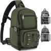 imageRAINSMORE Camera Bag DSLRSLRMirrorless Cameras Case Small Waterproof Camera Sling Bag Crossbody Bags for Photographers with Tripod Holder Compatible with CanonNikonSonyFuji BeigeArmy Green