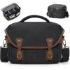 imageRAINSMORE Canvas Camera Bag DSLRSLRMirrorless Small Camera Sling Bags Crossbody Camera Case Compact Shoulder Bag for Photographers with Rain Cover Vintage Sling Bags for Men and Women BlackBlack