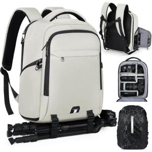 imageCamera Backpack Camera Bag for Photographers DSLR SLR Mirrorless Camera Cases with Waterproof Rain Cover ampamp Laptop Compartment Fits 14 Inch LaptopAnti Theft Travel photography backpackPinkBeige