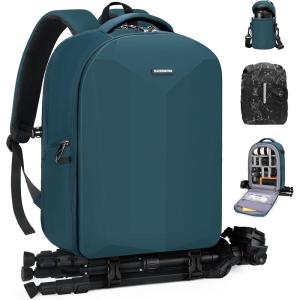 imageRAINSMORE Camera Backpack Hard Shell for DSLRSLR Waterproof Camera Bag with Laptop Compartment 156 Inch Professional Camera Case with Rain Cover Photography Backpack Bag with Camera Lens Case GreenGreen