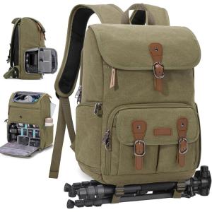 imageRAINSMORE Camera Bag Backpack for DSLRSLR Mirrorless 156 Inch Laptop Camera Back Pack for Photographers AntiTheft Photography Bags Case with Tripod Holder ampamp Rain Cover BlackArmy Green