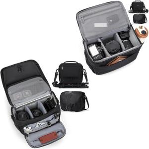imageRAINSMORE Camera Bag for DSLR SLR Mirrorless CameraSmall Camera Sling Bag for Photographers