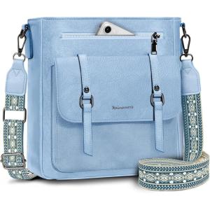 imageRAINSMORE Crossbody Bag for Women Waterproof Leather Crossbody Purses Lightweight Handbags Shoulder Bag Travel PurseBlue