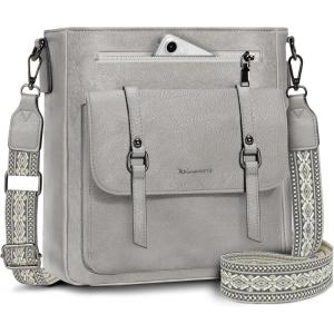 imageRAINSMORE Crossbody Bag for Women Waterproof Leather Crossbody Purses Lightweight Handbags Shoulder Bag Travel PurseGrey