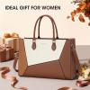 imageRAINSMORE Laptop Tote Bag for Women 156 Inch Large Women Work Bags Waterproof Business Office Teacher Bag Computer BriefcaseBrownwhite