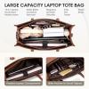 imageRAINSMORE Laptop Tote Bag for Women 156 Inch Large Women Work Bags Waterproof Business Office Teacher Bag Computer BriefcaseBrownwhite