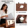 imageRAINSMORE Laptop Tote Bag for Women 156 Inch Large Women Work Bags Waterproof Business Office Teacher Bag Computer BriefcaseBrownwhite
