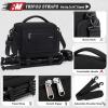 imageRAINSMORE Camera Bag SLRDSLRMirrorless Camera Case with Divider Tripod Holder Waterproof Sling Bag Crossbody Camera Bags for Photographers with Rain Cover for CanonSonyNikonFuji GreyBlack