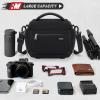 imageRAINSMORE Camera Bag SLRDSLRMirrorless Camera Case with Divider Tripod Holder Waterproof Sling Bag Crossbody Camera Bags for Photographers with Rain Cover for CanonSonyNikonFuji GreyBlack