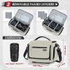 imageRAINSMORE Camera Bag SLRDSLRMirrorless Camera Case with Divider Tripod Holder Waterproof Sling Bag Crossbody Camera Bags for Photographers with Rain Cover for CanonSonyNikonFuji GreyBeige