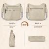 imageRAINSMORE Crossbody Bags for Women 7 Pockets Crossbody Purses Lightweight Leather Shoulder Handbags for TravelBeige