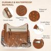 imageRAINSMORE Crossbody Bags for Women 7 Pockets Crossbody Purses Lightweight Leather Shoulder Handbags for TravelBeige and Brown