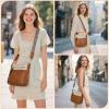 imageRAINSMORE Crossbody Bags for Women 7 Pockets Crossbody Purses Lightweight Leather Shoulder Handbags for TravelBeige and Brown