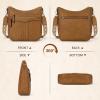 imageRAINSMORE Crossbody Bags for Women 7 Pockets Crossbody Purses Lightweight Leather Shoulder Handbags for TravelLight Brown