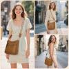 imageRAINSMORE Crossbody Bags for Women 7 Pockets Crossbody Purses Lightweight Leather Shoulder Handbags for TravelLight Brown