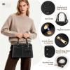 imageRAINSMORE Purses for Women Satchel Purse PU Leather Structured Work Handbag with Bowknot and Shoulder Strap Fits 11 iPadBlack