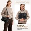 imageRAINSMORE Purses for Women Satchel Purse PU Leather Structured Work Handbag with Bowknot and Shoulder Strap Fits 11 iPadBlack