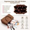 imageRAINSMORE Purses for Women Satchel Purse PU Leather Structured Work Handbag with Bowknot and Shoulder Strap Fits 11 iPadBrown